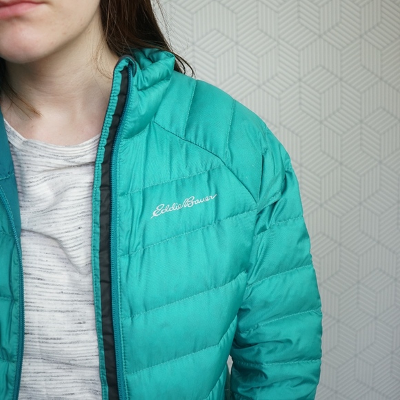 Eddie Bauer Teal Goose Down Puffer Jacket Small - Picture 2 of 6